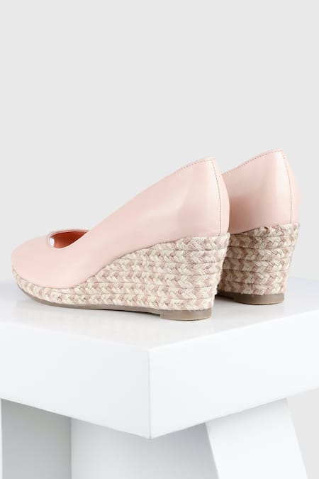 Pink closed toe online wedges